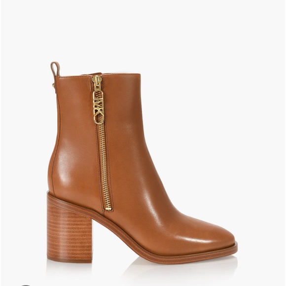 Regan leather boots with MK slider Color: Luggage size 7 Women fall winter boots - Picture 12 of 13